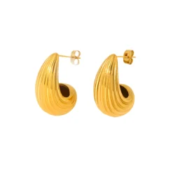18K Striped Waterdrop Earrings