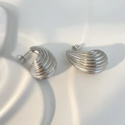 18K Striped Waterdrop Earrings
