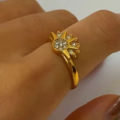 18K Sun Marquise Open Ring
