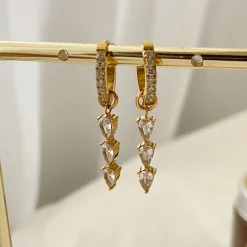 18K Tassel CZ Waterdrop Earrings