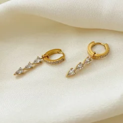 18K Tassel CZ Waterdrop Earrings