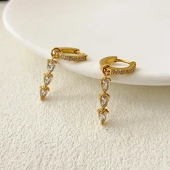 18K Tassel CZ Waterdrop Earrings