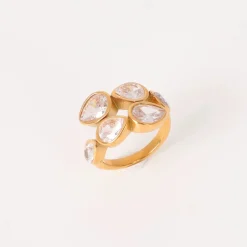 18K Tear Drop Bezel Ring