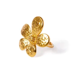 18K Textured Flower Ring