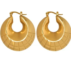 14K Textured Thick Chunky Hoop Earrings