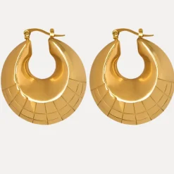 14K Textured Thick Chunky Hoop Earrings