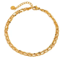 18K Three Layer Dainty Bracelet