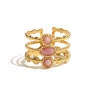 18K Three Layer Pink Stone Open Ring