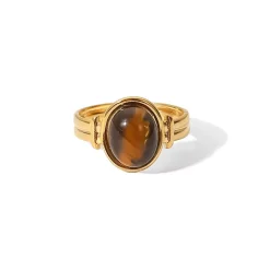 18K Tiger Eye Open Ring