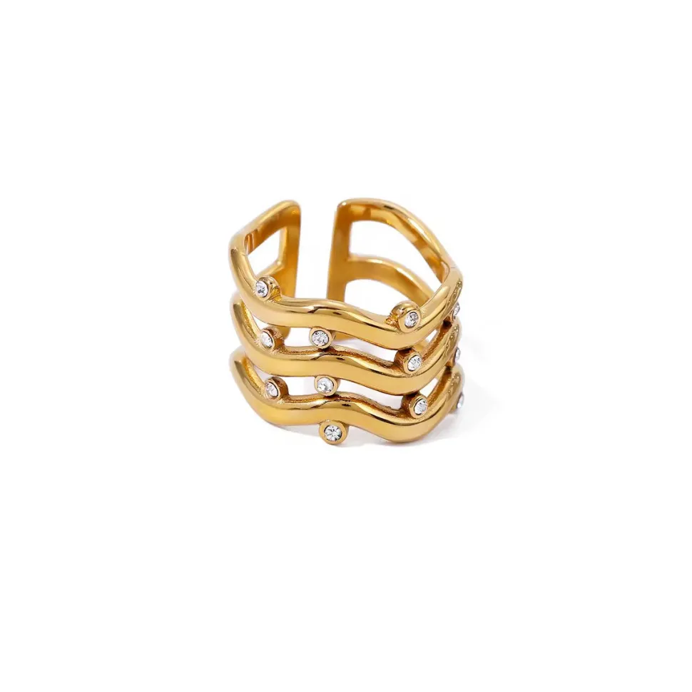 18K Triple Band Cz Ring