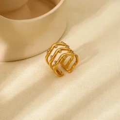 18K Triple Band Cz Ring