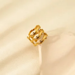 18K Triple Band Cz Ring