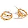 18K Triple CZ Open Statement Hoops