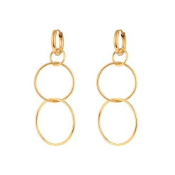 18K Triple Hoop Dangle Earrings