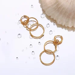 18K Triple Hoop Dangle Earrings