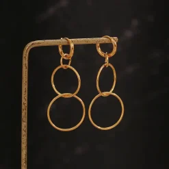 18K Triple Hoop Dangle Earrings