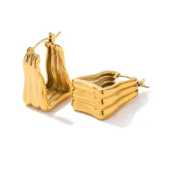 18K Triple Wavy Hoop Earrings