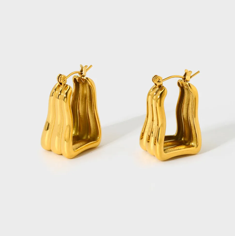 18K Triple Wavy Hoop Earrings