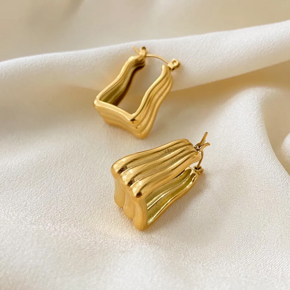 18K Triple Wavy Hoop Earrings
