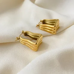 18K Triple Wavy Hoop Earrings