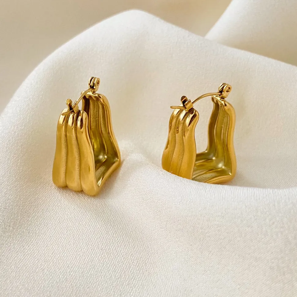 18K Triple Wavy Hoop Earrings