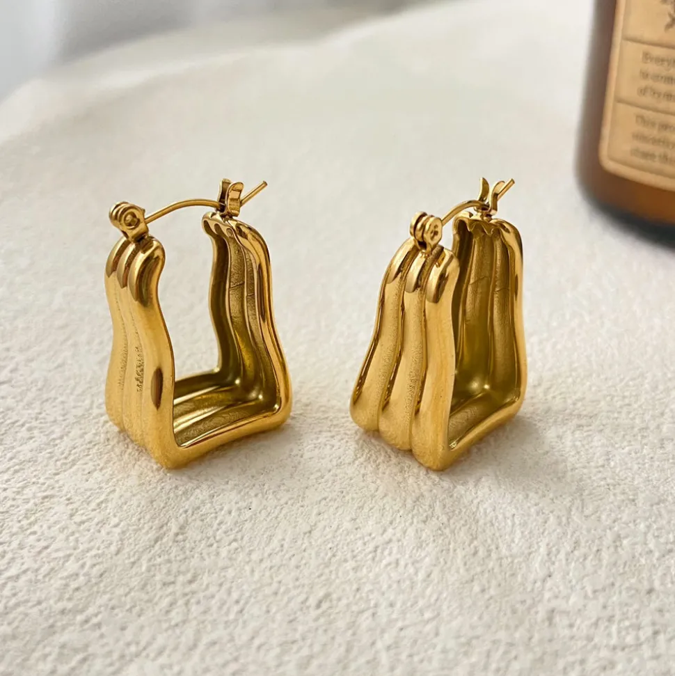 18K Triple Wavy Hoop Earrings