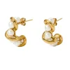 18K Twisted Pearl C-Hoops