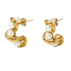 18K Twisted Pearl C-Hoops