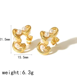 18K Twisted Pearl C-Hoops