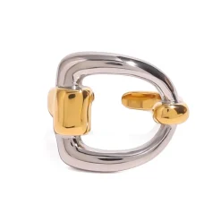 18K Two Tone D Open Ring