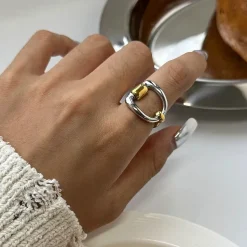 18K Two Tone D Open Ring