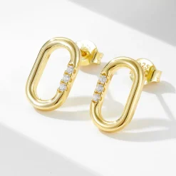 18K Vermeil Oval CZ Studs