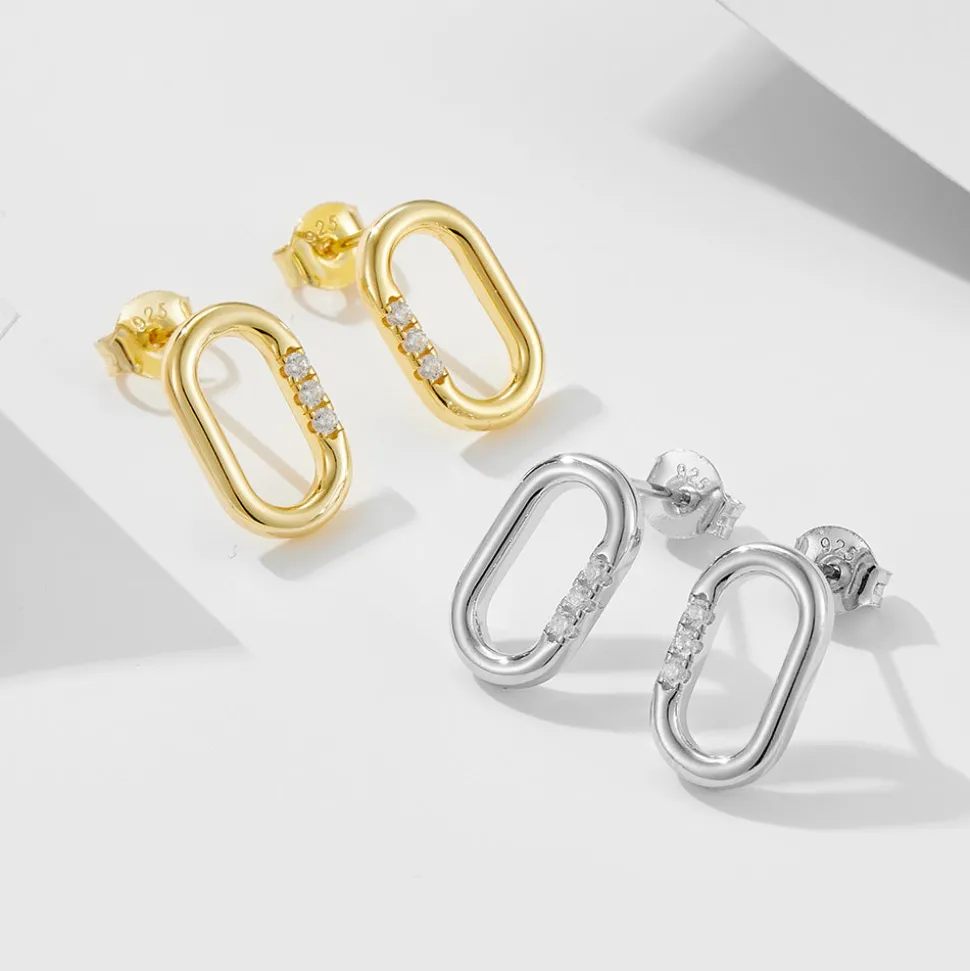 18K Vermeil Oval CZ Studs