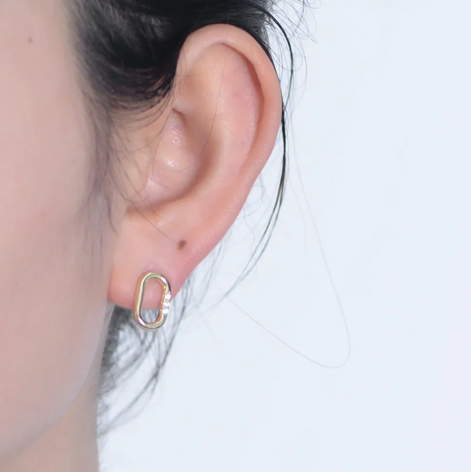 18K Vermeil Oval CZ Studs