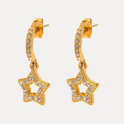 18K Vermeil Star CZ Earrings
