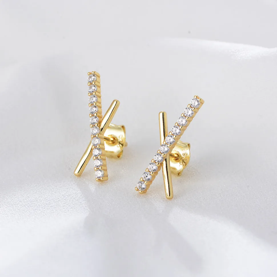 18K Vermeil X CZ Studs