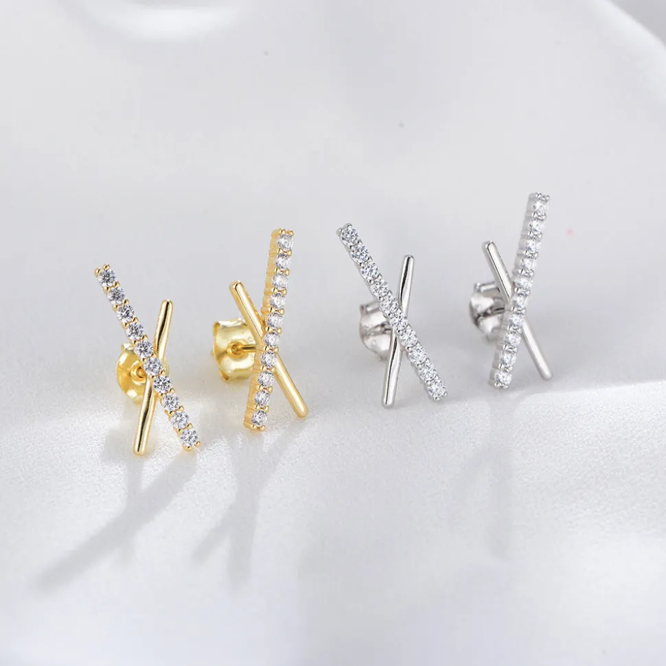 18K Vermeil X CZ Studs