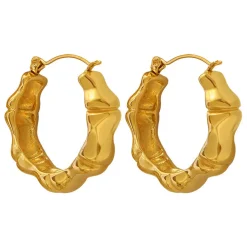 18K Vintage Bamboo Hoop Earrings