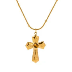 18K Vintage Cross Pendant Necklace