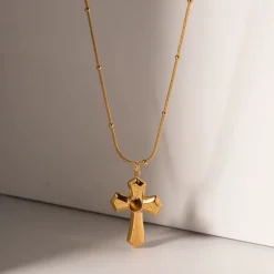 18K Vintage Cross Pendant Necklace
