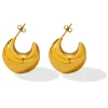 18K Vintage Hollow C-Shaped Earrings