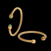 18K Vintage Stone Open Bangle