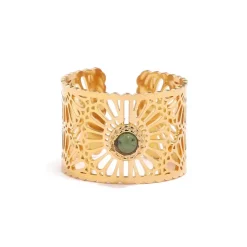 18K Vintage Stone Open Ring