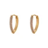 18K V-shape Zircon Huggie Earrings