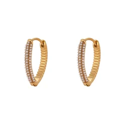 18K V-shape Zircon Huggie Earrings