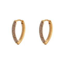 18K V-shape Zircon Huggie Earrings