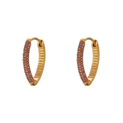 18K V-shape Zircon Huggie Earrings