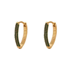 18K V-shape Zircon Huggie Earrings