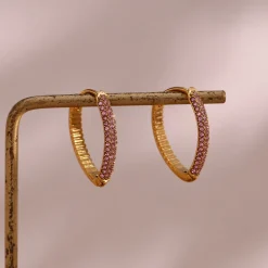 18K V-shape Zircon Huggie Earrings