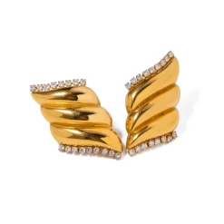 18K Wave Statement Shell Studs